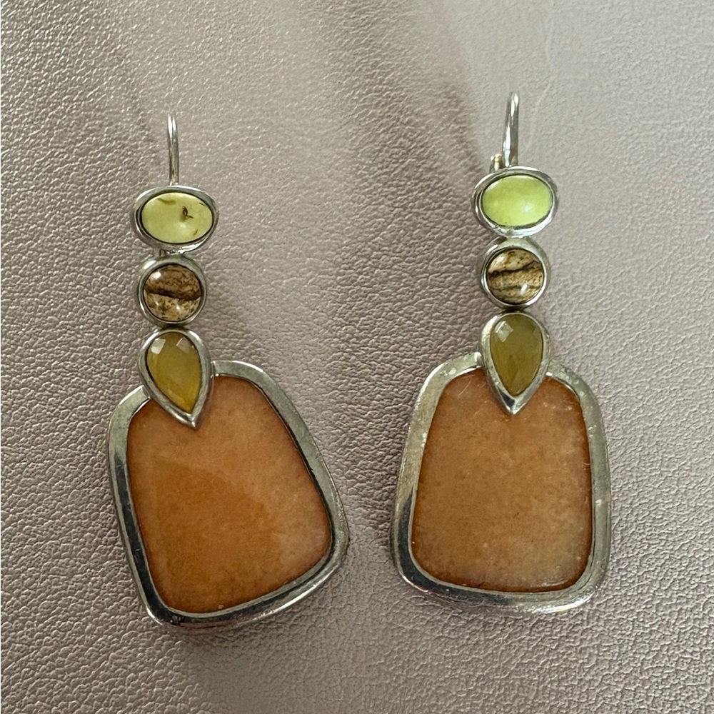 Chic Silver 925 and Orange Drop Earrings